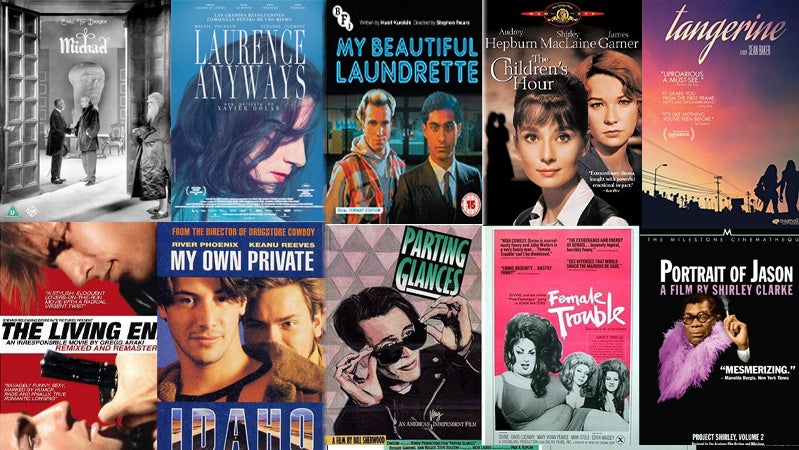 Collage of LGBTQ+ film covers.