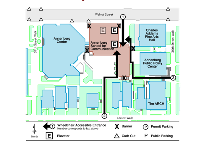 Map showing Annenberg Library's accessible entrance