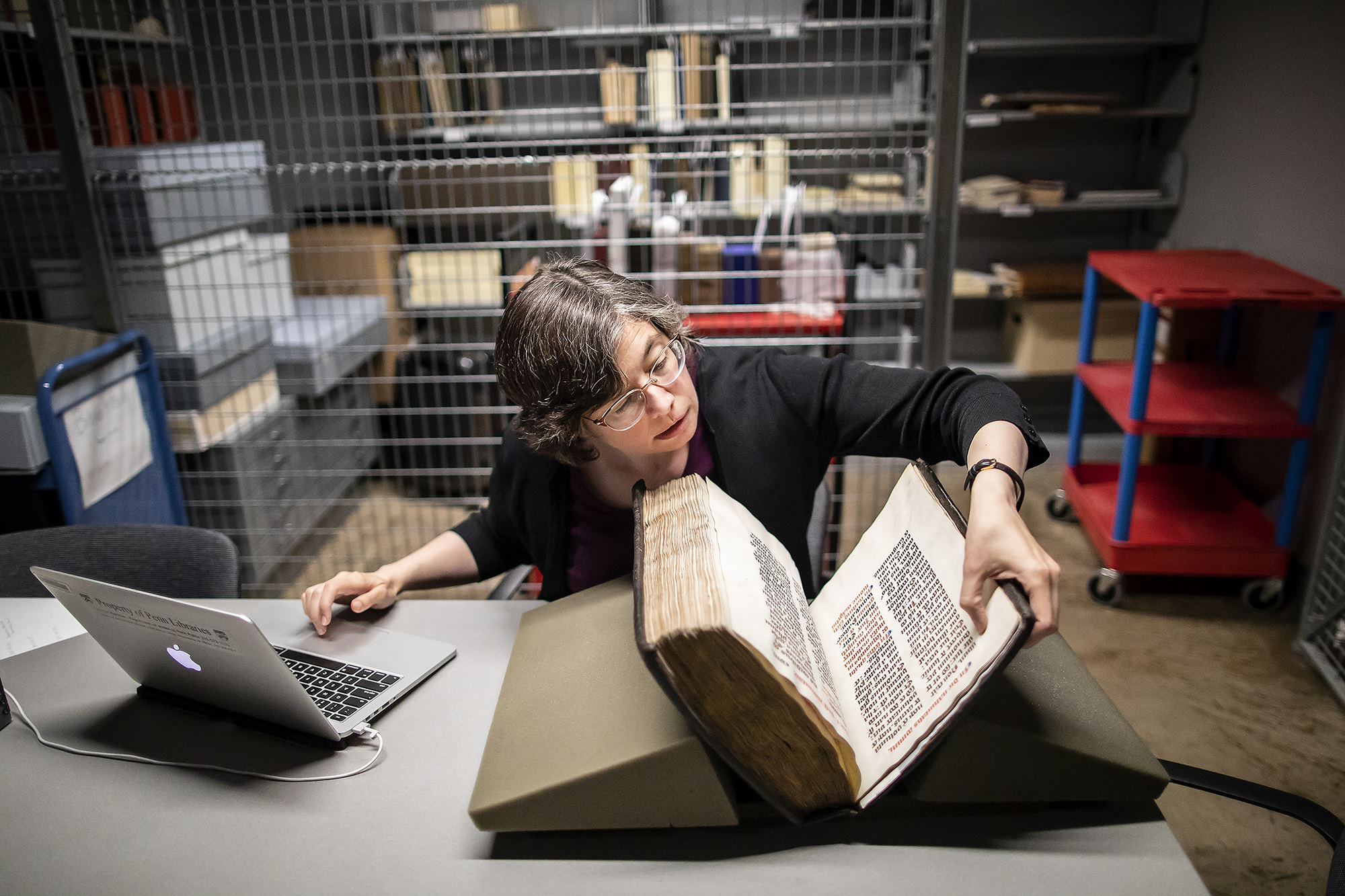 Academic in the process of digitizing a book.