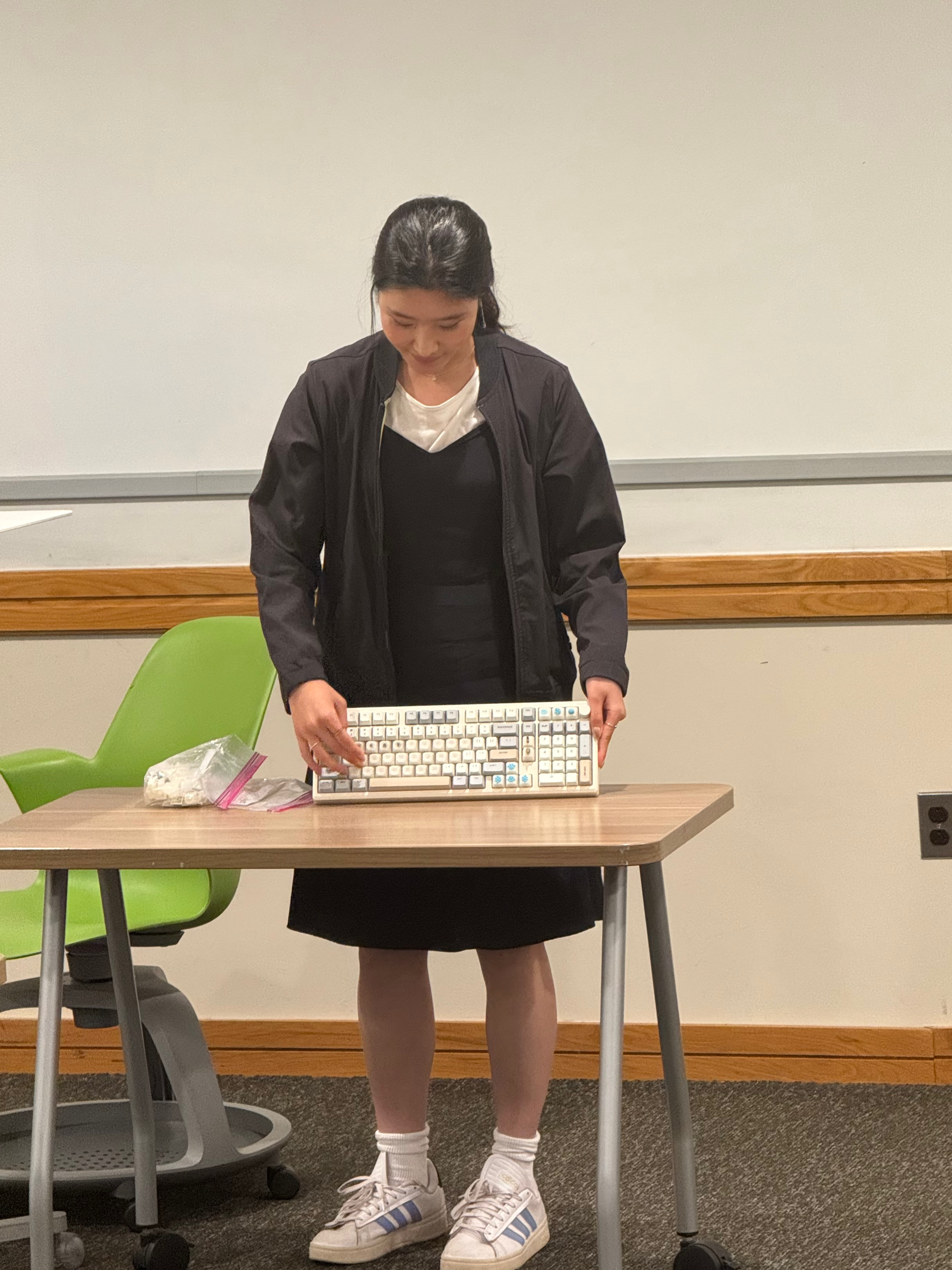 Zoe with her hand-made keyboard