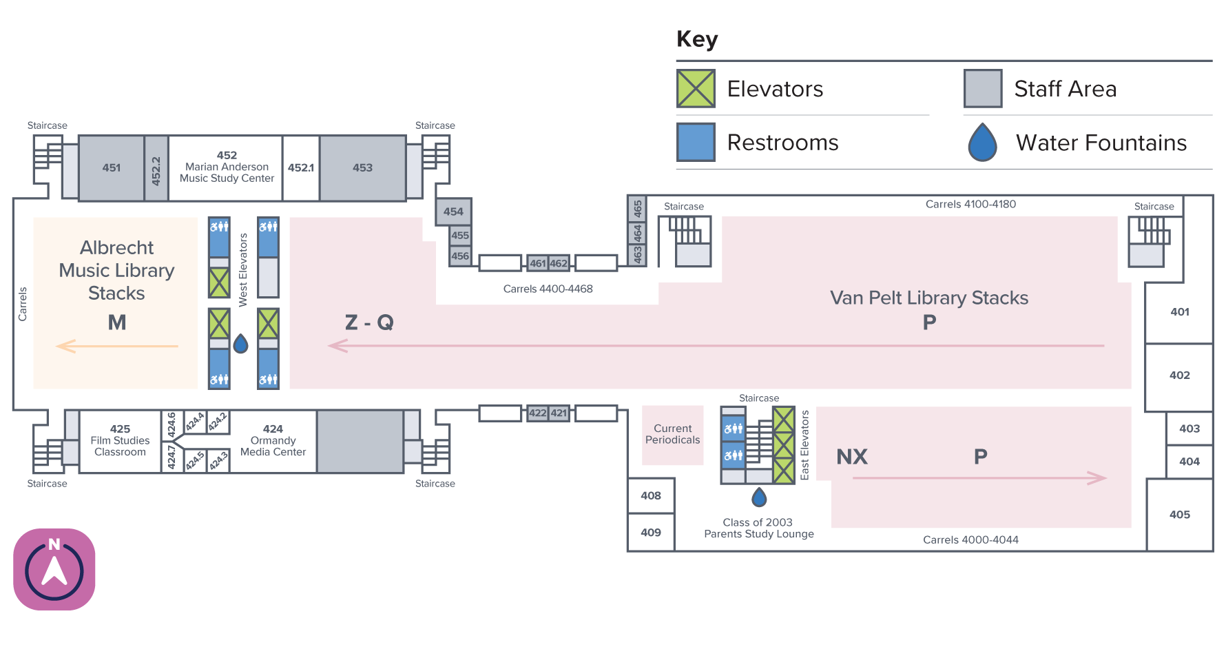 Floor plan - Van Pelt-Dietrich Library Center - fourth floor