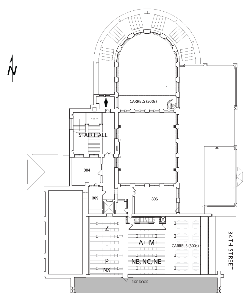 Floor Plan - Fisher Fine Arts Library - third floor