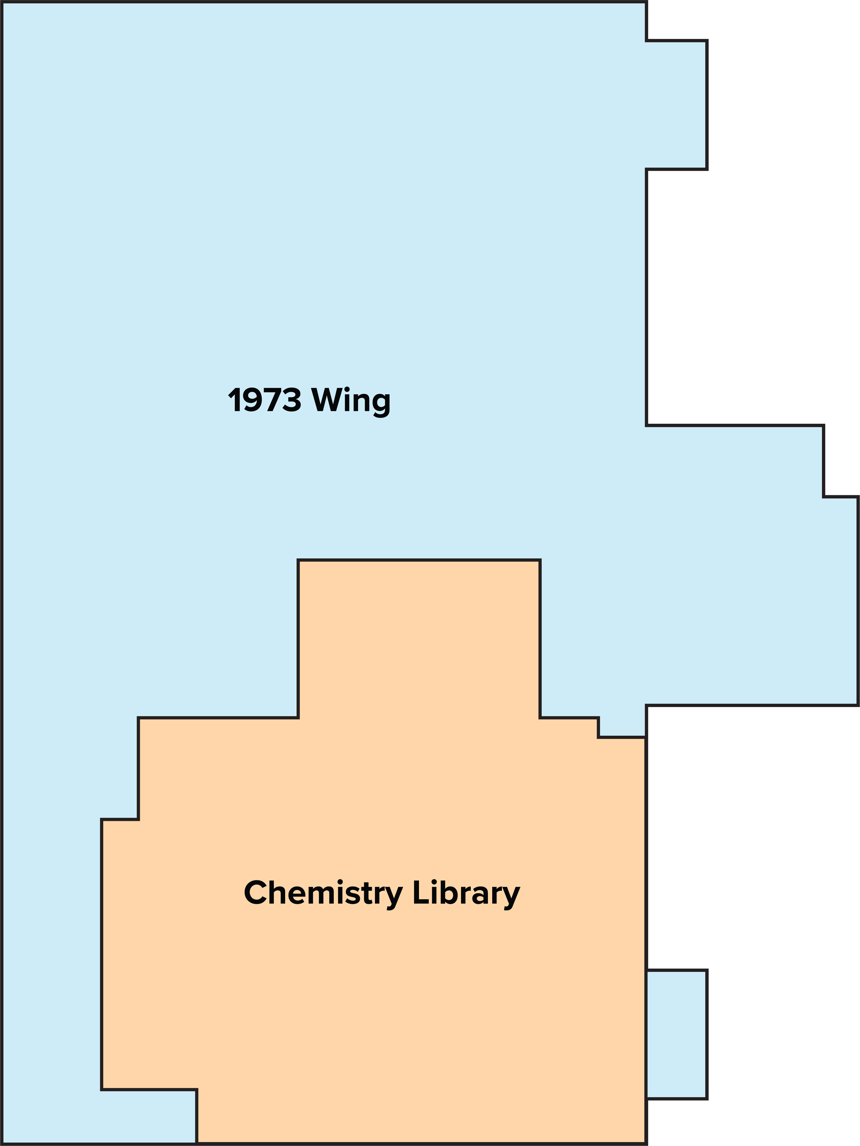 Floor plan showing the Chemistry's Libraries location within the Chemistry Laboratories' 1973 Wing's 5th floor