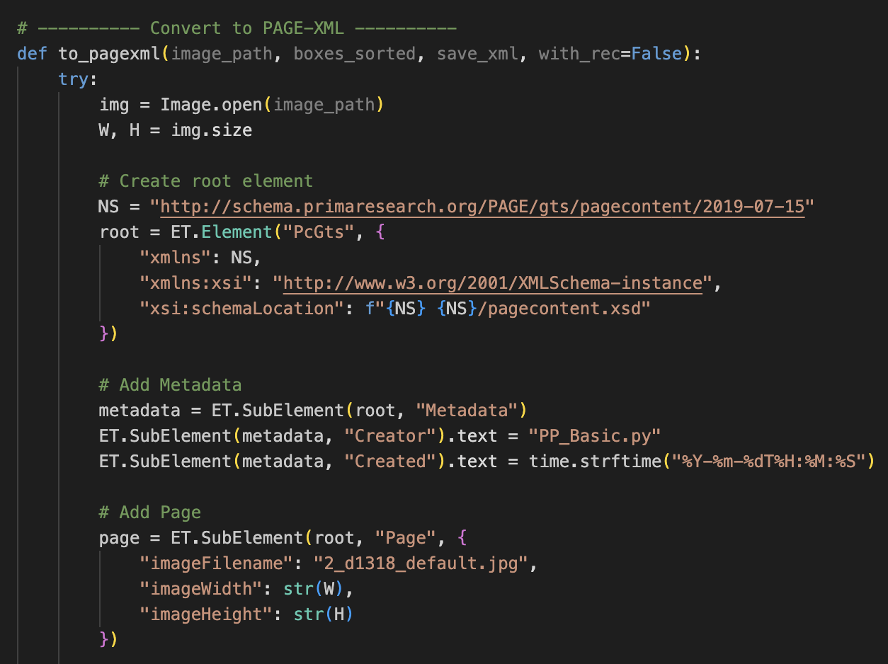 code for convert to pagexml new