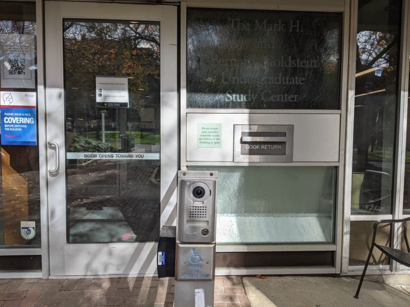 Van Pelt Accessible Entrance and Book Drop Close Up