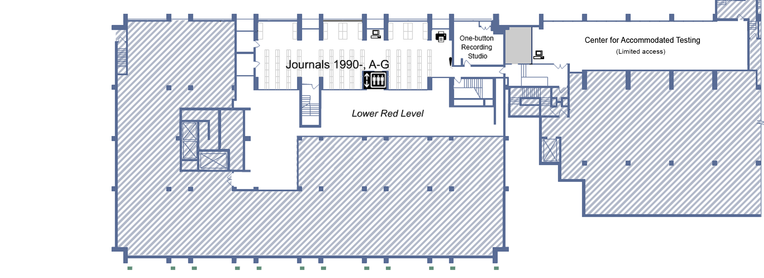 Blue level floor plan, Biotech Commons. Full description is below.