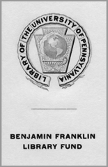 Benjamin Franklin Library Fund Bookplate.