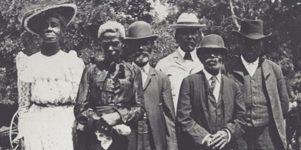 Group of individuals at a Juneteenth Emancipation Day Celebration on June 19, 1900 in Texas