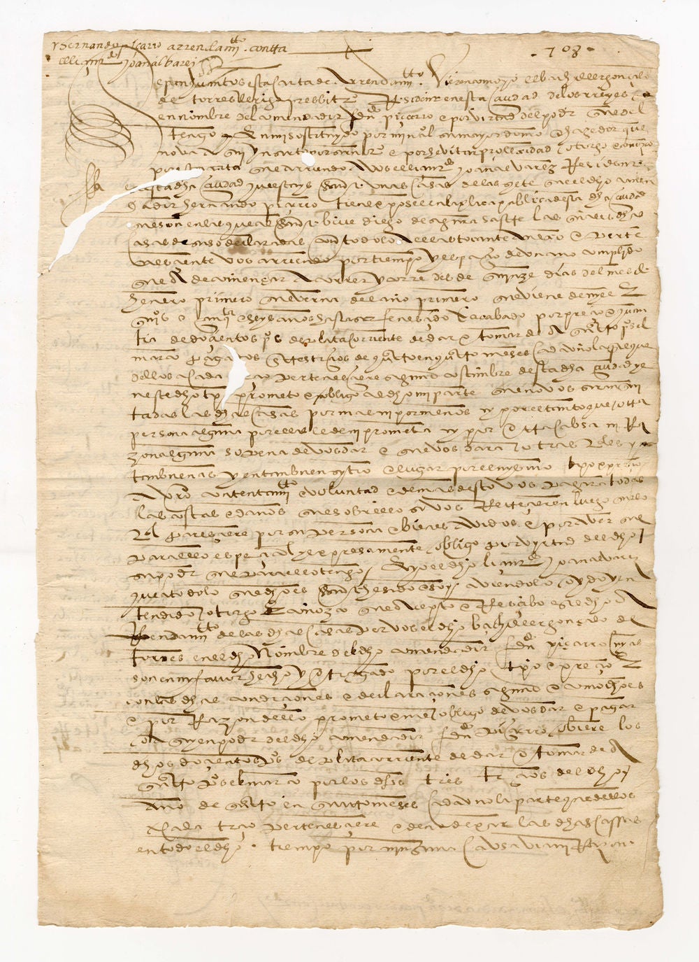 Rental contract relating to a dwelling in Lima between the converso physician Juan Alvarez and Hernando Pizarro